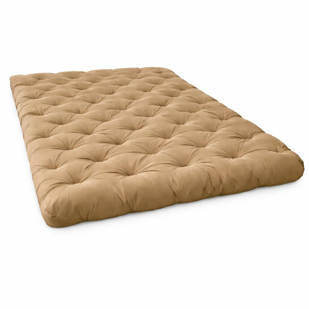 ATOOTFUSION Soft Cotton Thick Foldable Firm Star Cotton Mattress, Light Weight, Solid Coloured, Easy to Carry (Khaki, Single Bed 72X36X5 Inches)-image-9