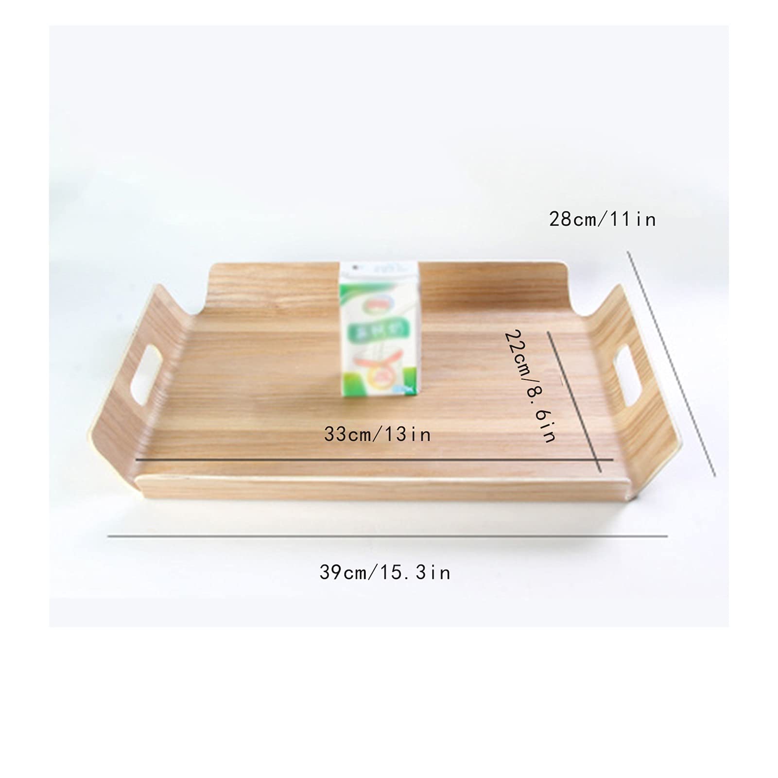 Bandeja Bandeja de servir y plato, placa de porción curvada de madera rectangular con bandeja de bocadillos de mango, bandeja de desayuno, decoración con estilo de granja con estilo. Bandejas para Ser