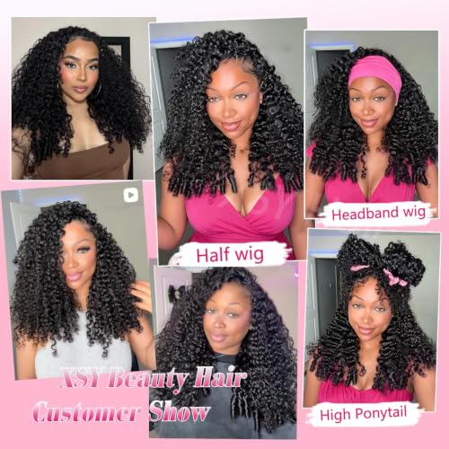 Image of XSY Burmese Curly Half Wig Human Hair 24 Inch 180% Density Natural Color