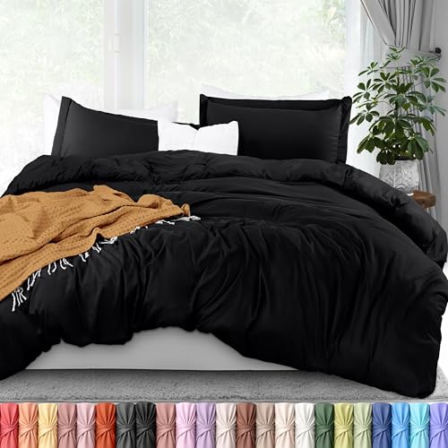 Image of Utopia Bedding Duvet Cover Full Size - 3 Piece with Zipper Closure - 1 Comforter Cover 80X90 Inches & 2 Pillow Shams 20X26 Inches (Black) Comforter Not Included