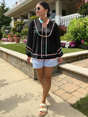 Cicy Bell Womens Long Sleeve Peplum Tops Flowy Babydoll Blouses Cute Loose Fit V Neck Shirts4