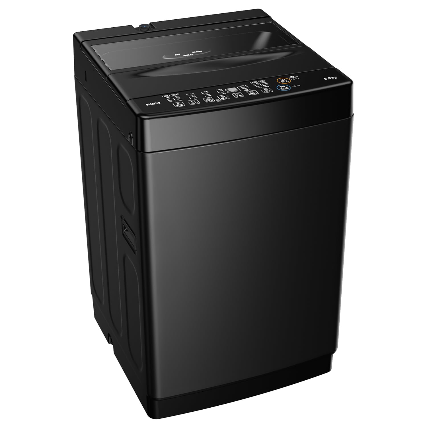 洗濯機 6KG 一人暮らし 全自動洗濯機 最短11分洗濯 部屋干し専門 透明ドア ステンレス槽 コンパクト 1-3人用 静音設計 SAMKYO B600 ブラック