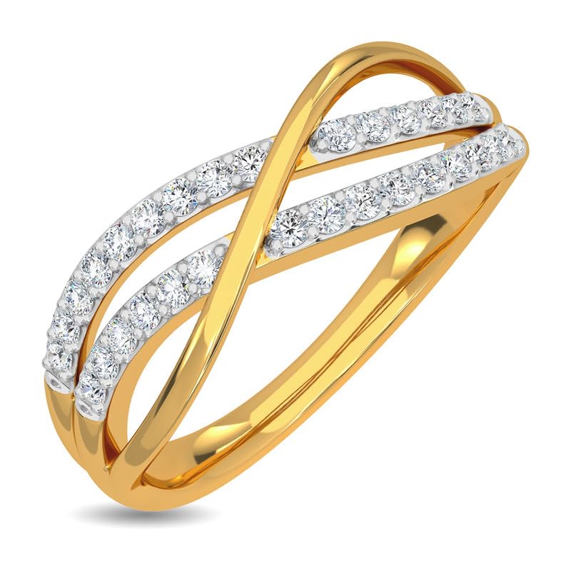 KISNA 14k / 18k Real Gold & Diamond Ring | Diwali, Rakhi Rakshabandhan Gift for Sister/Bhabhi/Women | With Certificate of Authenticity & BIS-Hallmarked Gold Jewellery | Rouena Diamond Ring