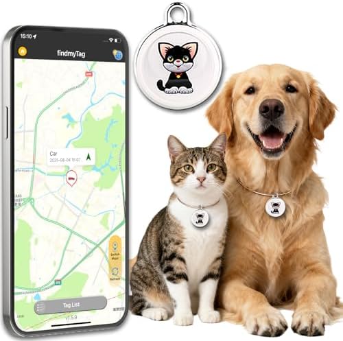GPS Tracker for Dogs & Cats, No Subscription & No SIM Card, 365-D...
