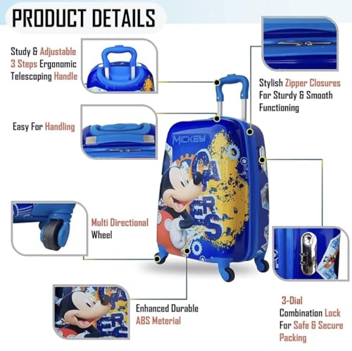 Image of ADSON PC Kids Trolley 360 Rotating Luggage 360 Wheels Non-Breakable Exclusive Edition 20 Inch Kids Hardsided Suitcase with 4 Wheels, 360 Wheel Travel Trolley Bag