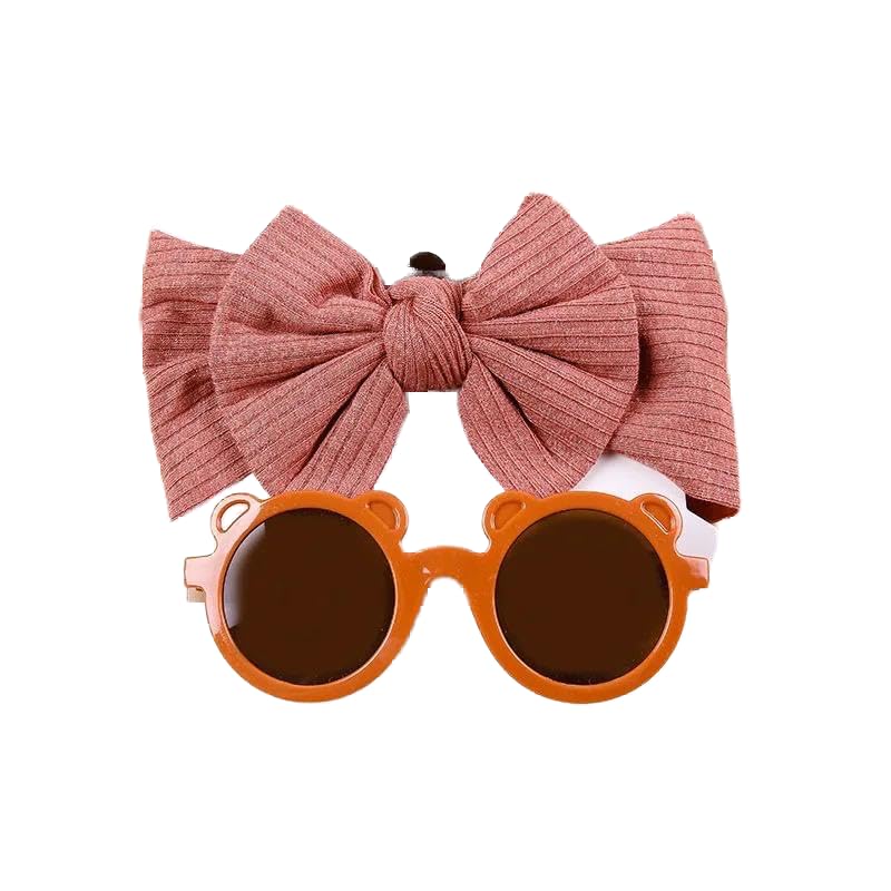 babybooPuff Bow Sunglass Set | Flexible Frame Circle Sunglasses For Toddler |100% Uv Protection Glasses For Girls & Boys |