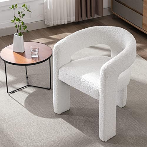 Amazon.com - TUOMUR Modern Sherpa Barrel Dining Chair, Upholstered