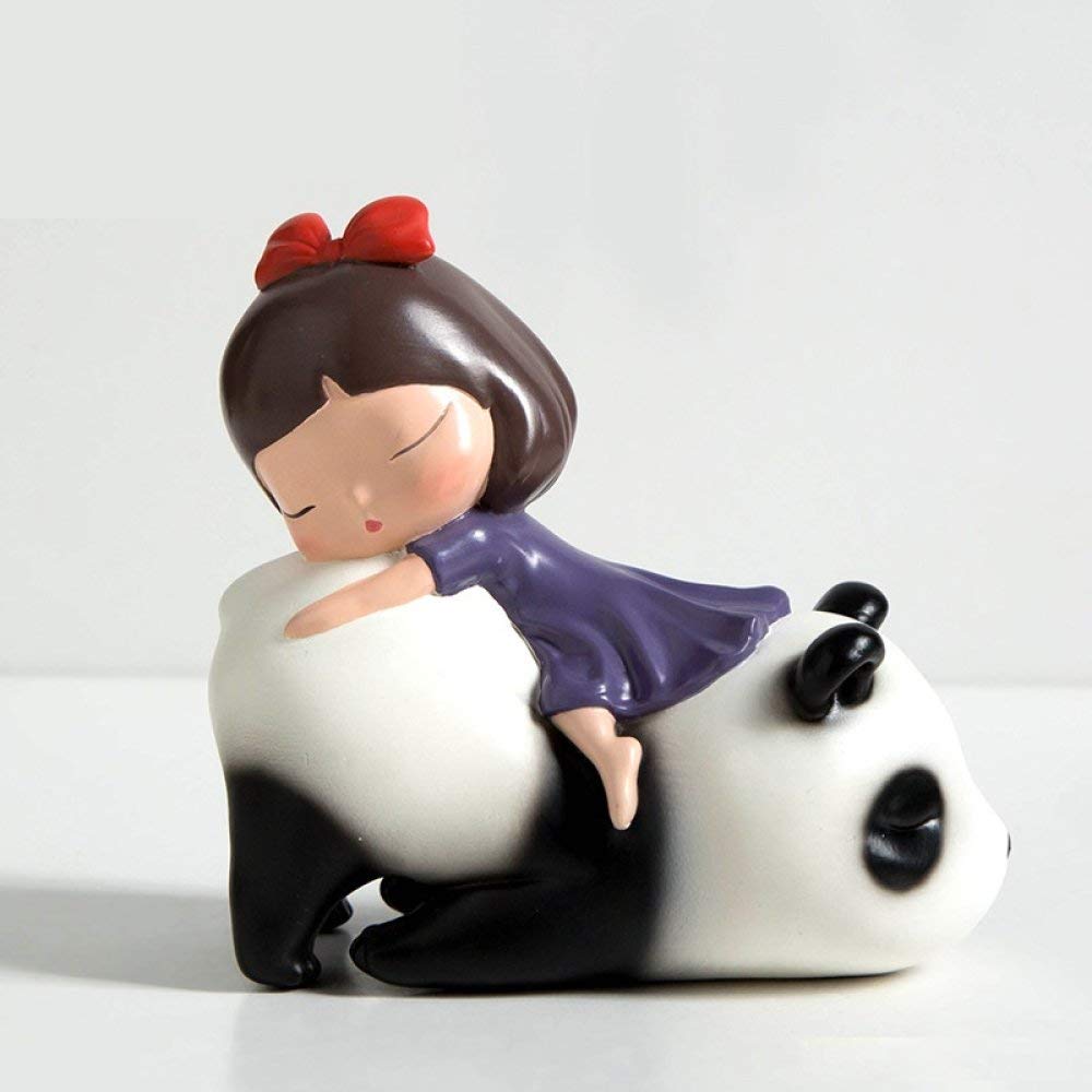 Panda fille statue en résine comme cadeau d'art pour couples et famille