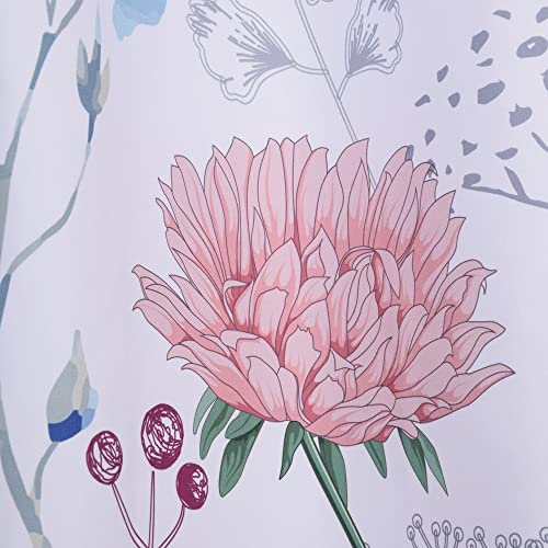 Dosly Idées Flowers Colorful White Shower Curtain With 12 Hooks For Bathroom,Embroidery Butterfly,Farmhouse,Country And Rustic Large Floral Curtains,72X72 Long #TOP7