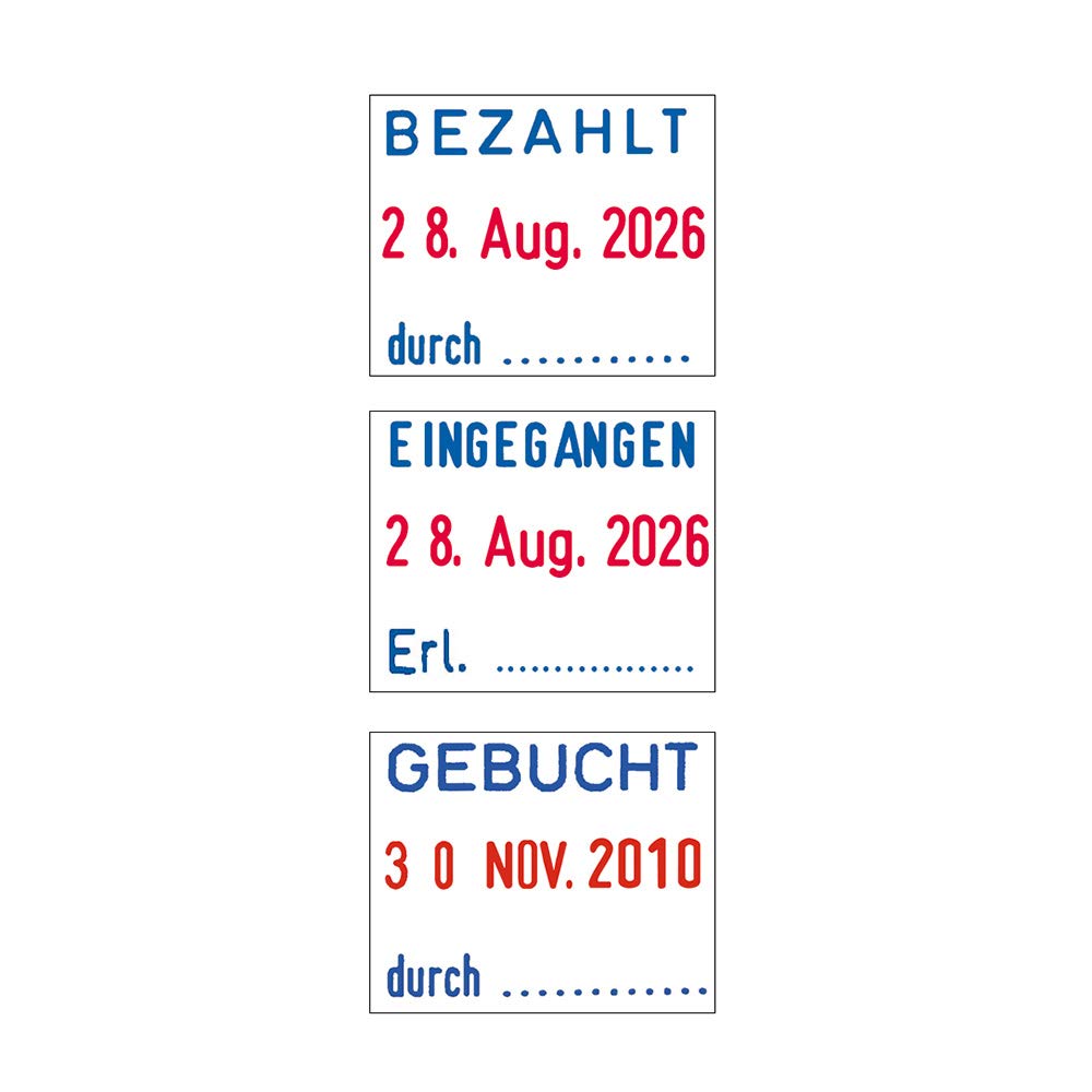 Trodat Professional Datumsstempel 5430/L, Selbstfärbend, EINGEGANGEN - BEZAHLT - GEBUCHT, blau-rot, Mittel