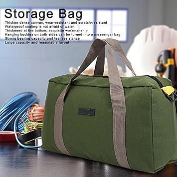 Tool Bag 18 Inch Canvas Multi-Purpose Tote, Thickened Bottom, 43 x 26 x 33cm, for Electricians and DIY Professionals