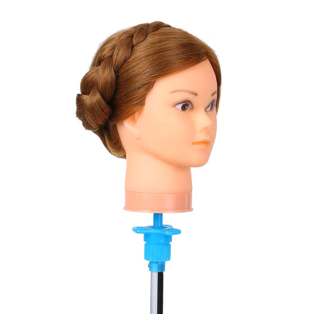 Anself Parrucchiere Training Practice Head, Testa di manichino Capelli veri Cosmetologia Testa di bambola Manichino Testa Pratica Testa fittizia Bionda