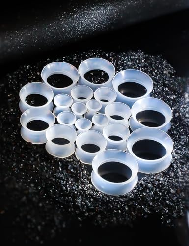 Silicone Ear Gauges Tunnels Plugs for Ears Women Men Earrings Black/Clear/White Size 4mm-20mm 6G-7/8In Double Gage Retainer Stretching Kit Starter Stretchers Expander2