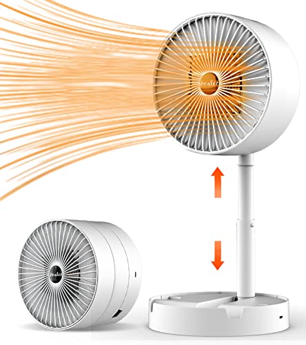 Calefactor Bajo Consumo Plegable, Mini Calefactor Baño Portátil Ajustable de 180°, 2 Modos&Protección Contra el Sobrecalentamiento, Radiador Electrico Bajo Consumo para la Oficina/Habitacion - Blanco Cover