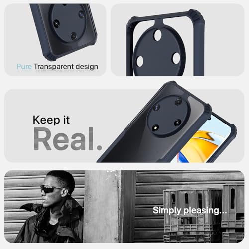 Image of Pikkme Back Cover for Honor X9b 5G | Ultra Hyrbid | Full Camera Protection | Raised Edge | Crystal Clear Transparent Bumper Case (Blue)