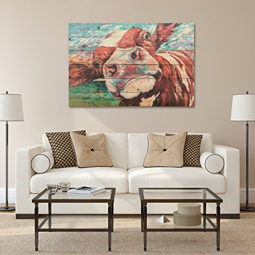 Empire Art Direct Curious Cow 1 Digital Print On Solid Wood Animal Wall Art Ready To Hang,24 In X 36 In X 1.5 In #TOP3