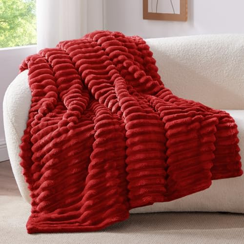 BEDELITE Plaid Polaire Rouge Bordeaux pour Lit 1 Personne - Couverture Hiver 150x200 cm Doux et Chaud, Cadeau Coconning Idéal pour Femme et Homme
