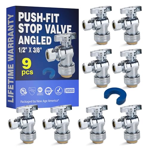 New Age America® 9pcs Angle Stop Valve AquaFlow 360™ | 8pc 1/2