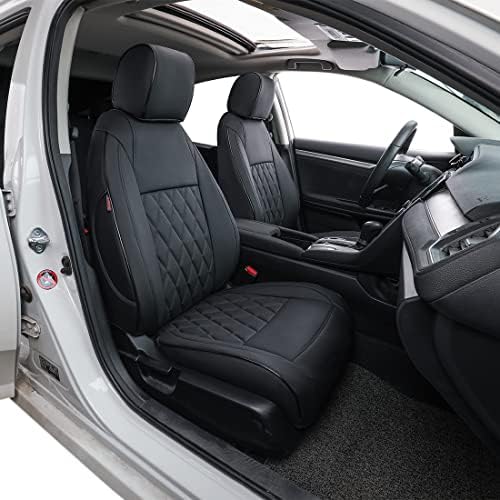 EKR Custom Car Seat Covers for Select Honda Civic Hatchback EX,Sport Touring,EX-L 2016 2017 2018 2019 2020 2021 - Leatherette (Black)