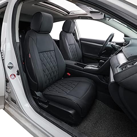 EKR Custom Fit Civic Car Seat Covers for Select Honda Civic Hatchback LX 2018 2019 2020 2021,Rear Row 60/40 Split W/Armrest - Leatherette (Black) Cover