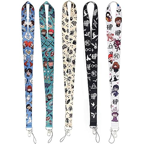 5 Pieces Lanyards for Neck, Lanyard Neck Strap, Magic School Theme Cartoon Lanyard, Harry Potter Lanyard, Key Chain, Key Lanyard, for ID Badge Holder, Keys, Camera, Mobile Phone Cover