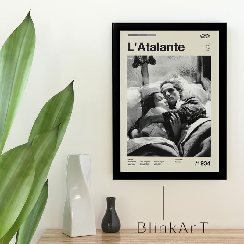 Image of BLINKART L'Atalante (1934) Movie Poster Frame 8x12 Inch | Premium 300 GSM Paper Wall Print | Mid Century Vintage Film Artwork for Home, Bedroom, Living Room, Office | Framed Photo Decor