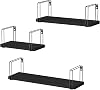 SRIWATANA Wall Shelves Rustic Floating Shelves, Decorative Wood Shelf Set of 3, Wall Mounted Storage Shelves for Bedroom, Living Room, Kitchen, Bathroom, Office and More,Black
