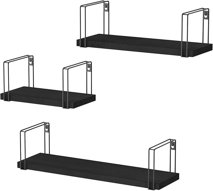 SRIWATANA Black Floating Shelves Wall Mount Set of 3