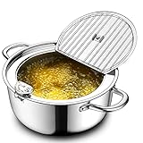 HAZLO DELICIOSO Y SALUDABLE:A la gente le encanta freír alimentos,como tempura,pescado frito con patatas fritas,pollo frito,etc.Mientras tanto,las personas también se preocupan por las calorías densas,la calidad del aceite,las grasas, etc.Por estos motivos,te sugerimos que elijas nuestra olla para freír,puede hacer un equilibrio entre lo delicioso y lo saludable.Puede controlar la capacidad de aceite usando,y evitar sobrevolar utilizando nuestro Termómetro.Hagámoslo delicioso y saludable！