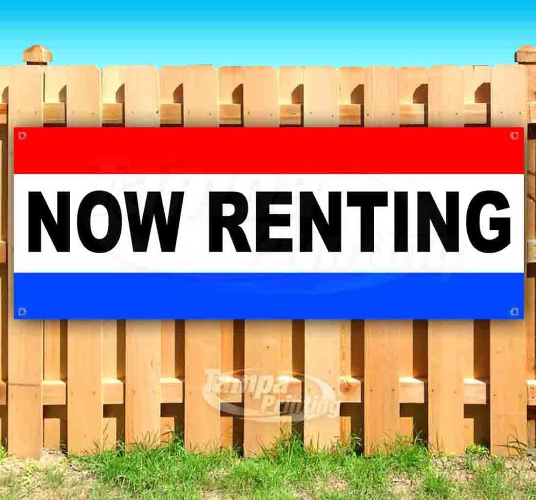 Now Renting Banner 13 oz | Non-Fabric | Heavy-Duty Vinyl Single-Sided With Metal Grommets