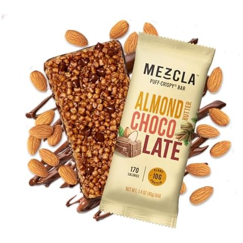 Mezcla Puff-Crispy Protein Bar, Almond Butter Chocolate, Vegan, Gluten Free, Plant Protein Energy Bar Cover