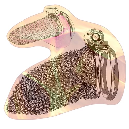 Men's Stainless Steel Protective Cage, Mesh Chain Training Set, Includes Hidden Lock Accessories -YA13US (Long Style:B, 50mm)