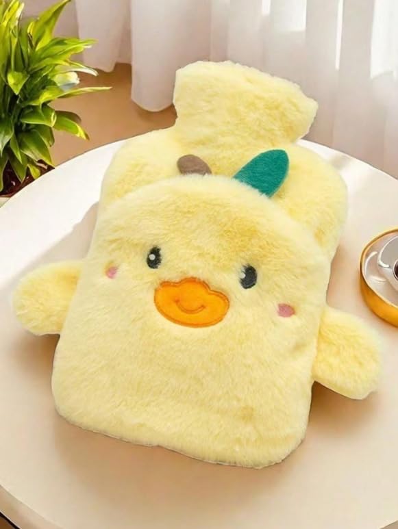 Image of Heating Water Bag For Pain Relief Hot Pack Portable Cartoon Cute Hot Water Bag with Soft Cover Heating Pad For Menstrual /Back Pain Period Cramps Therapy - 1L (YELLOW - Chick)