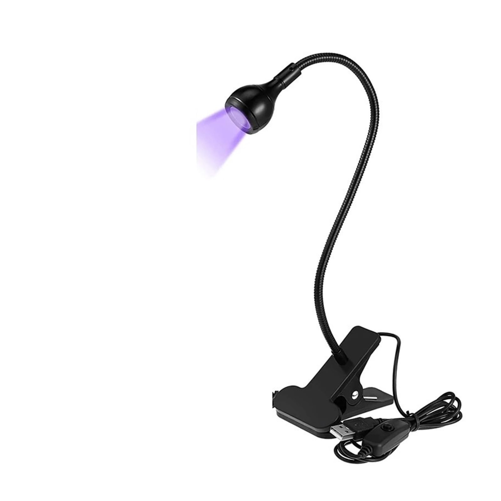 Lámpara UV de curado con clip y cuello de cisne flexible de 3W para resina y uñas gel