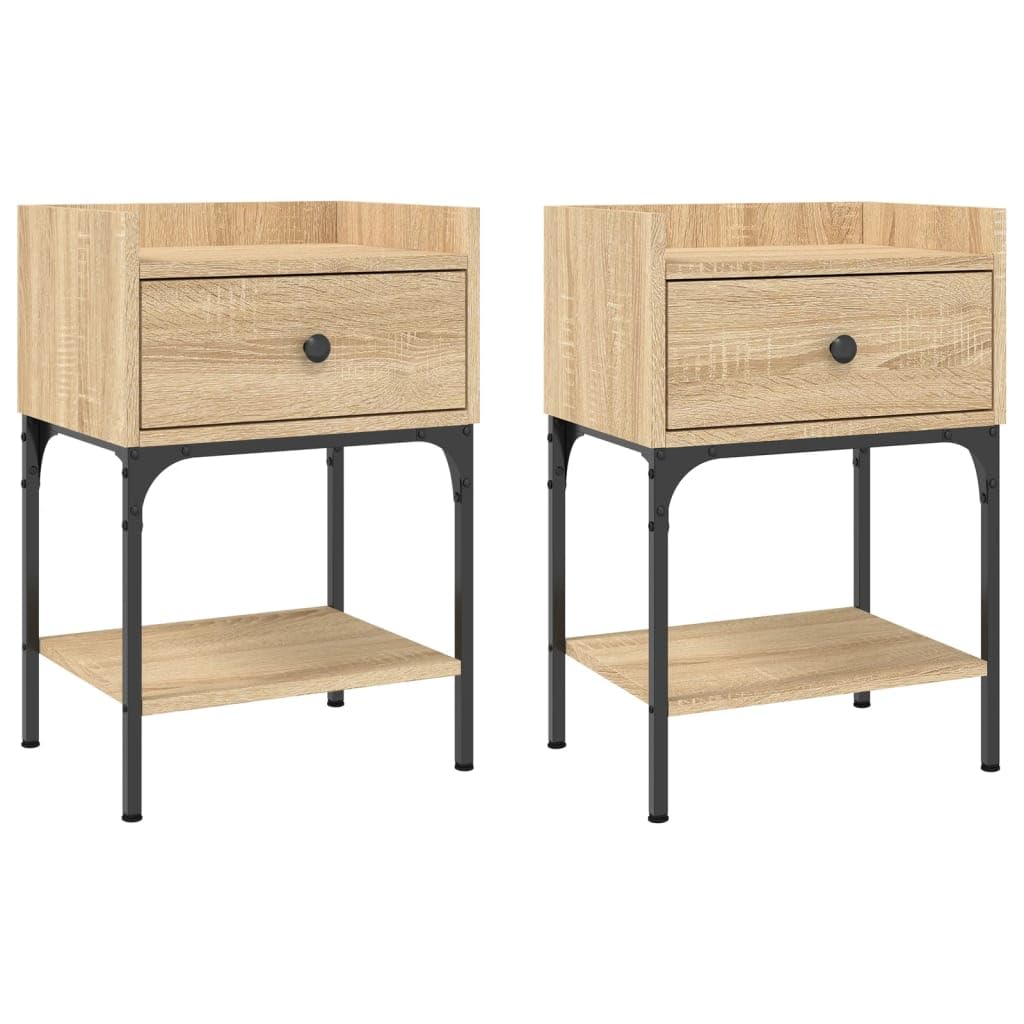 Eleganter Nachttisch aus Holzwerkstoff mit Stauraum, verstellbaren Beinen und robustem Eisenrahmen für Stabilität und Organisation im Schlafzimmer