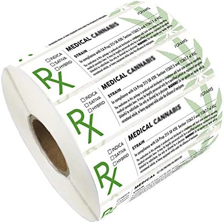 Medical Rx Labels, Government Warning Safety Sticker, California Compliant Universal Symbol Decal, Roll of 1000