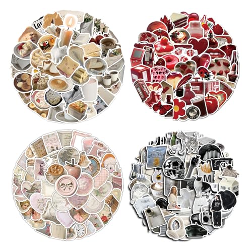 FULHANY Confezione da 226 Pezzi Stickers Aesthetic - Adesivi Vintage - Adesivi Valigia - Grande Quantità,Adesivo Forte,Adatto per Decorare Laptop,Album di Ritagli, Skateboard,Custodie per Cellulari