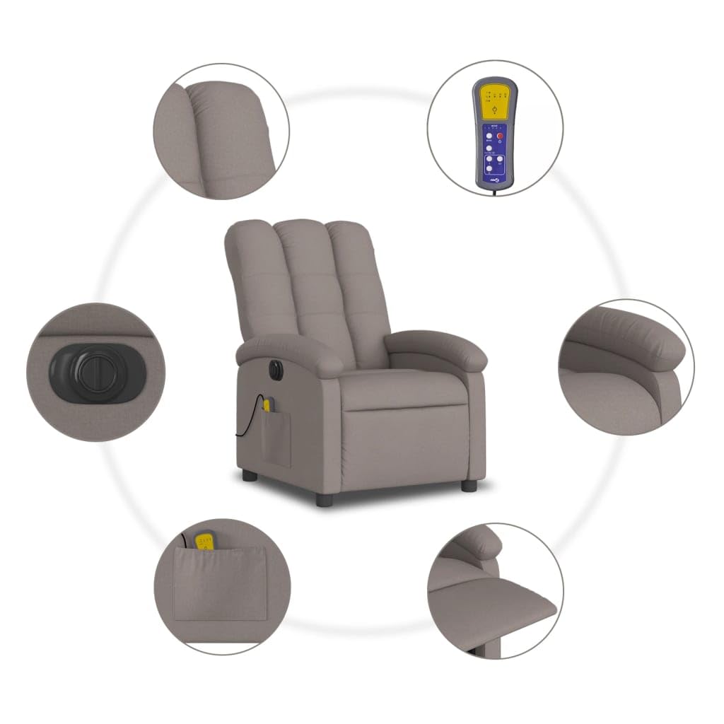 Sillón reclinable de Masaje eléctrico Tela Gris Taupe, Sillón De Relax, Sillon Masaje Relax, Sillon Relax Electrico, Hogar Sillon Relax, Sillones Comodos, Sofa Tantra - 3204088