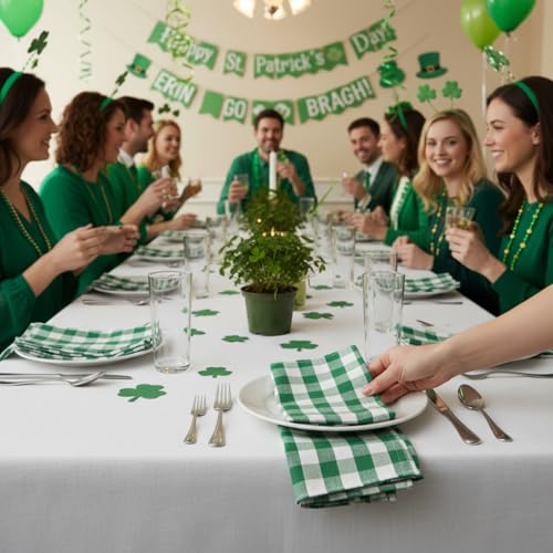 Green Cloth Napkins - Reusable, 100% Cotton Green Napkins - 12 Pack, 20"x20", St Patrick’s Day Cloth Napkins Set - Gingham Pattern, Absorbent and Washable Plaid Pattern for Festive & Everyday Dining by Organic Cotton Mart - Used condition - Image 2