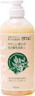 サフェ 750ml safé 液体洗濯洗剤 布・肌・環境に優しい生分解100% おしゃれ着 シルク 普段着 作業着 アトピー・アレルギー肌 | 洗濯槽や排水管も綺麗に 中性洗剤 静電気防止 ベビー服 子供服 まとめ洗い可