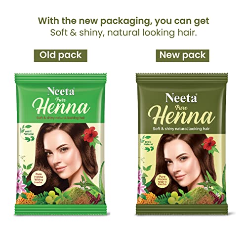 Image of Neeta Pure Henna Powder for Hair with 9 Natural Herbs 50g (Pack of 6), 100% Natural Henna Mehndi for Soft & Shiny Looking Hair
