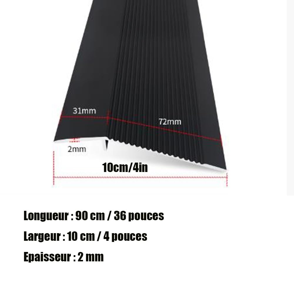 Bande de transition au sol 35,4"× 4" for porte, réducteur de seuil en aluminium, rampe de seuil antidérapante - rampe for fauteuil roulant(Titanium)