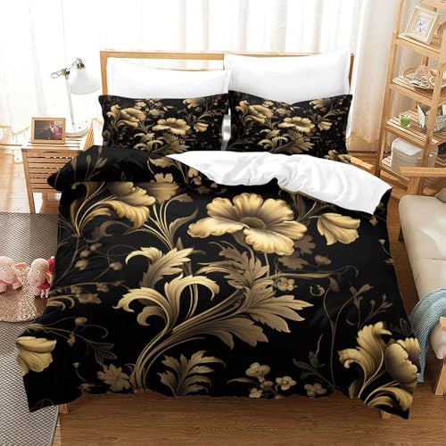 Parure de lit housse de couette microfibre résistante fleurs baroques 200x200 - 3