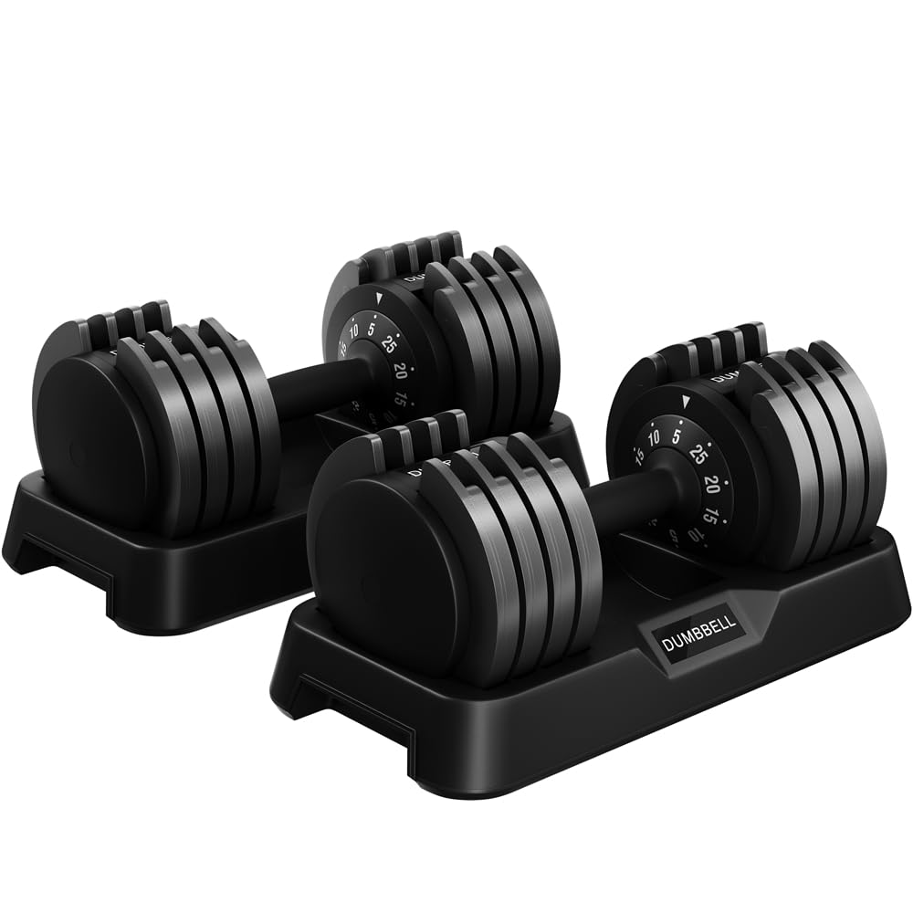 Yaheetech Manubri Regolabili 5 Pesi in 1 con Doppio Blocco di Sicurezza, Design Ergonomico e Salvaspazio, Ideali per Allenamento Casa Palestra e Fitness Nero
