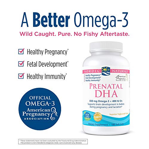 Nordic Naturals - Prenatal DHA, Supports Brain Development in Babies During Pregnancy and Lactation, (500 mg), 180 Soft Gels