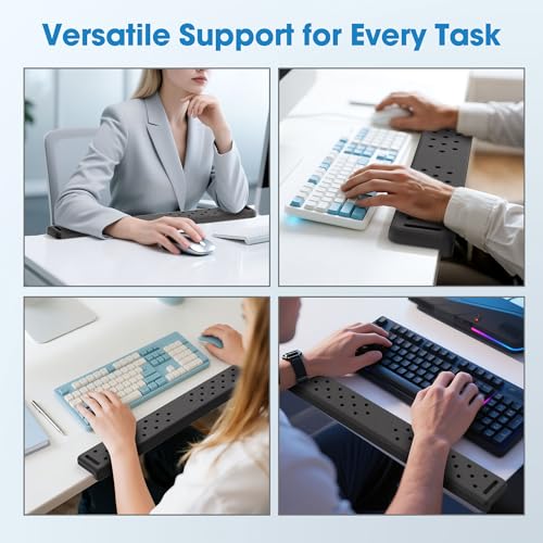 Image of MEKASS L-Shaped Desk Long Elbow Pad for Desk, Memory Foam Elbow Support Padding with Non-Slip, Ergonomic Desk Edge Cushion, Wrist Comfort Support for Office Home 1 Pcs (Dimple Black)
