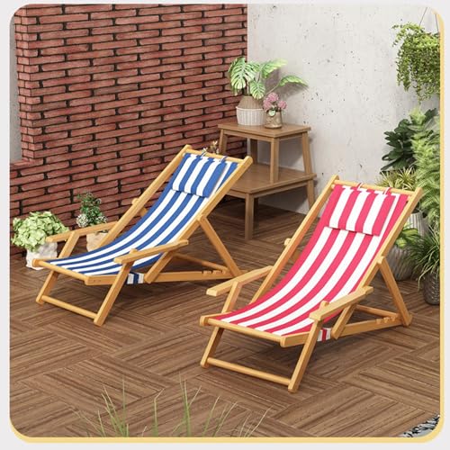 Chaise de plage ergonomique en bois bleu pour votre balcon ou salon de jardin