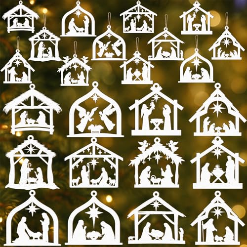 Qunclay Weihnachtskrippen-Ornamente, religiöse Weihnachtsbaumschmuck,...