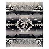 Pendleton American Indian College Fund Blanket - 64' x 80' Wool Cotton Soft, Reversible Blanket, Ultrasuede Binding, Made in USA - Nike N7 Peaks