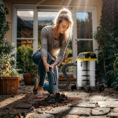 Monzana® Aspirapolvere Liquidi Solidi 30L 2200W Presa Certificata GS Raggio 9m Aspiratore Secco Umido Industriale Acciaio Inox con Funzione di Soffiaggio - 2